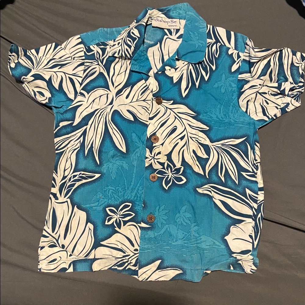 Blue and white Hawaiian shirt